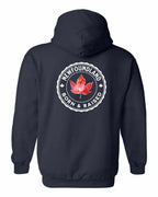 Born and Raised NFLD Left Chest and Back Pullover Hoodie - Gildan Canada (sewn Internationally) - Unisex