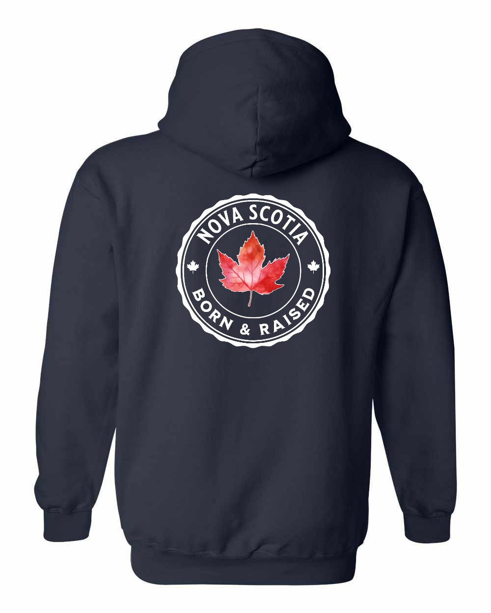 Born and Rasied NS Leaf Left Chest and Back Pullover Hoodie - Gildan Canada (sewn Internationally) - Unisex