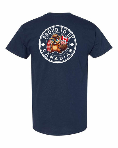 Proud to Be Canadian Beaver Left Chest & Back Men's Tee