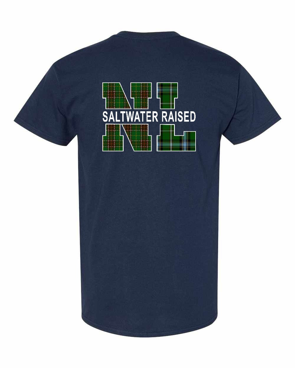 NFLD and Labrador Saltwater Raised Left Chest and Back Men's Tee