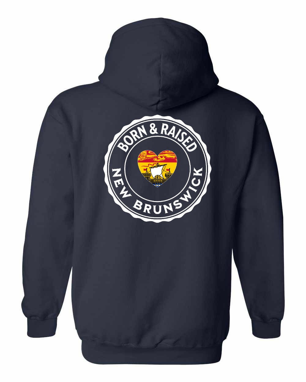 Born and Raised NB Heart Flag Left Chest & Back Pullover Hoodie - Unisex