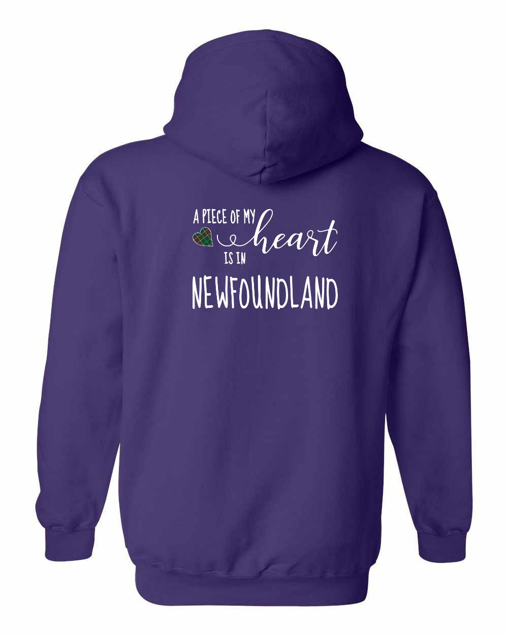 A piece of My heart in NFLD Tartan Heart Left Chest and Back Pullover Hoodie - Unisex