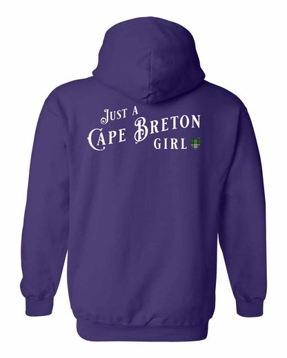 Just a Cape Breton Girl Tartan Left Chest and Back Pullover Hoodie