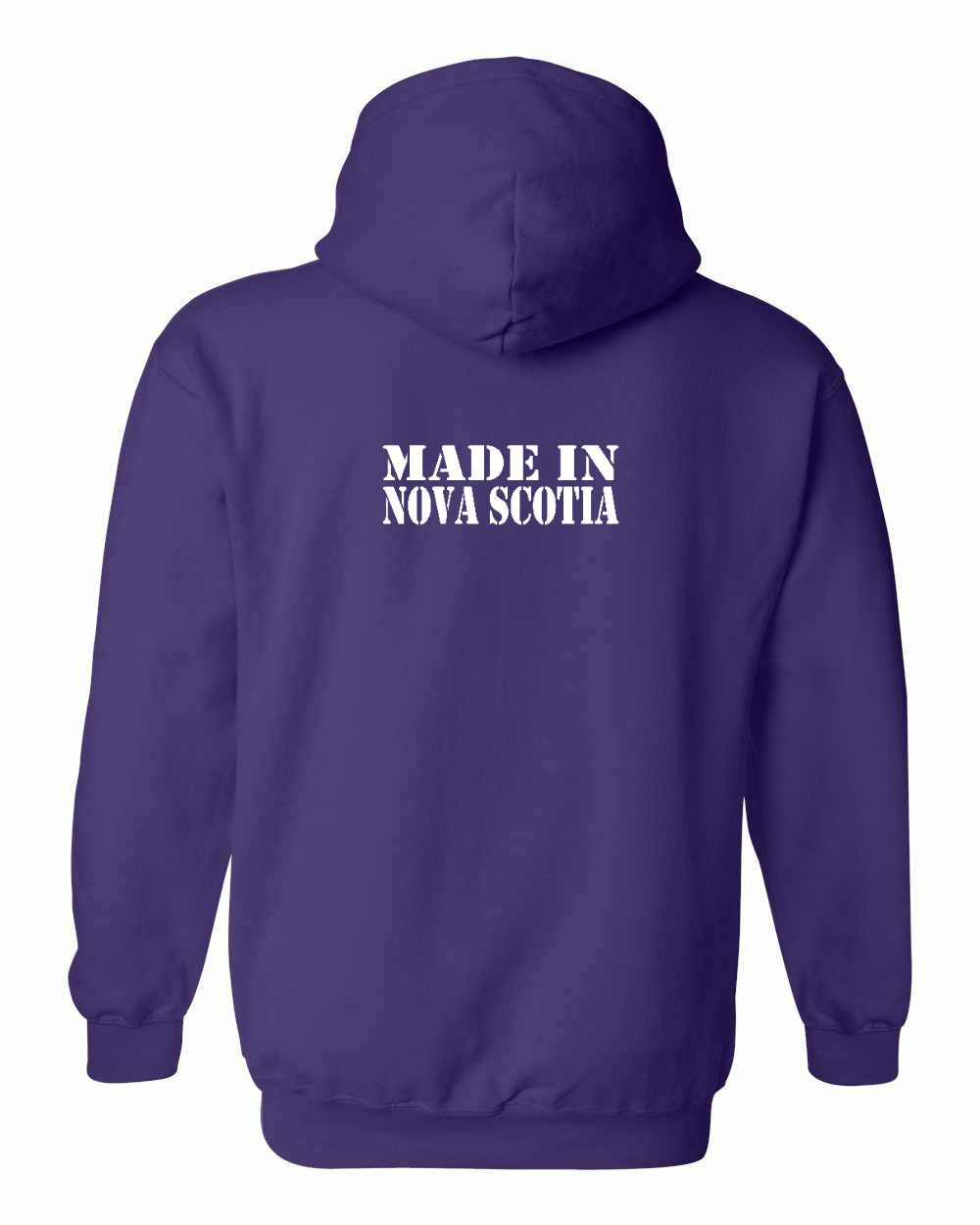 Made In NS ( White Lettering) Left Chest and Back Pullover Hoodie - Unisex