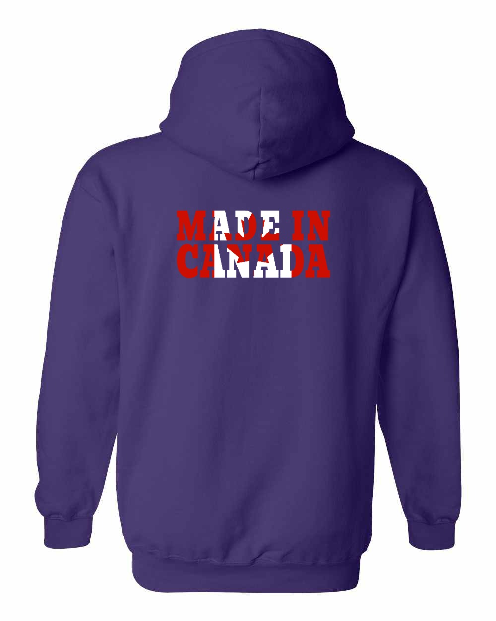 Made in Canada Flag Background Left Chest and Back Pullover Hoodie - Gildan Canada (sewn Internationally) - Unisex