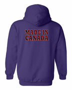 Made in Canada Plaid Background Left Chest and Back Pullover Hoodie - Gildan Canada (sewn Internationally) - Unisex