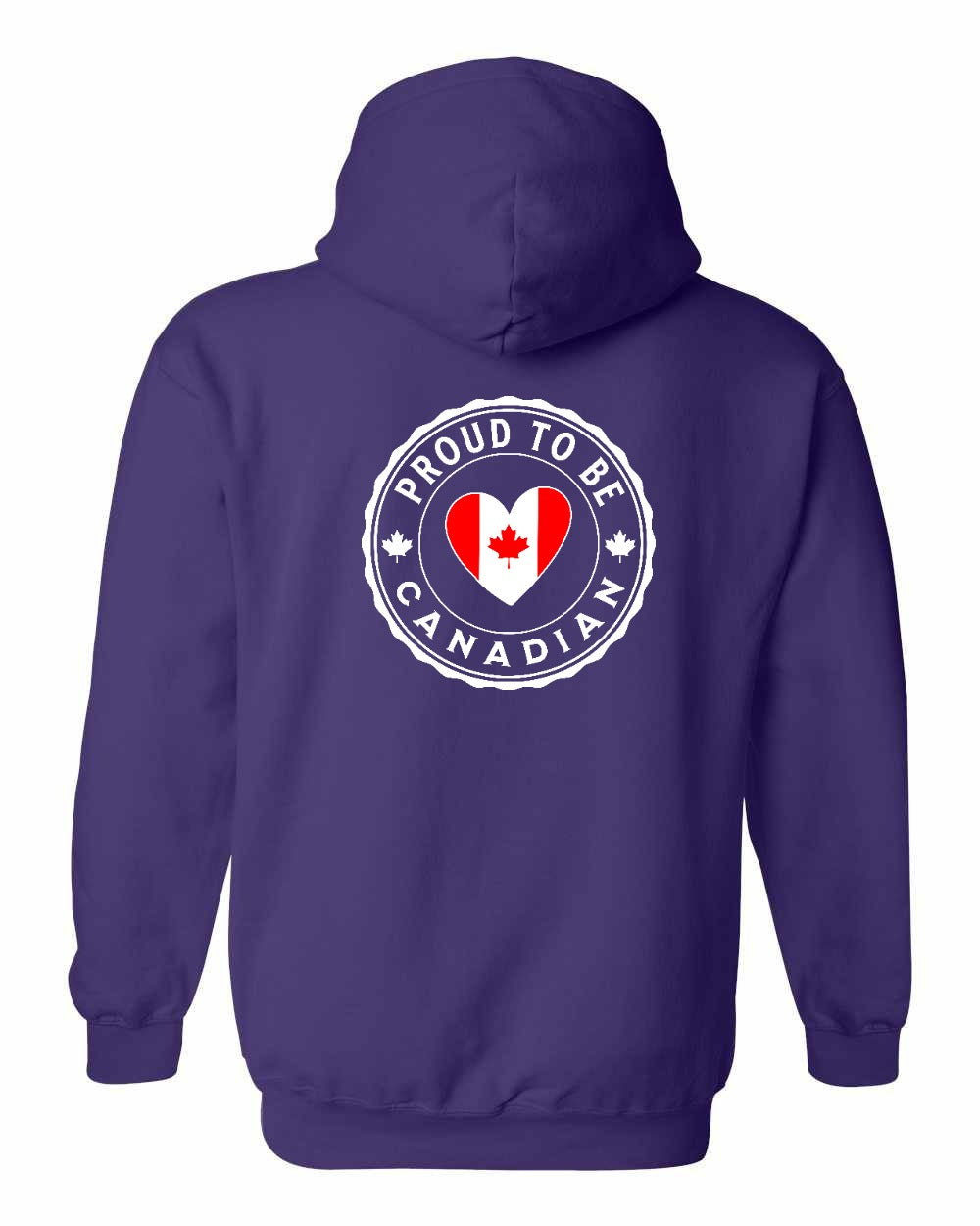 Proud to be Canadian Heart Flag Left Chest and Back Pullover Hoodie - Gildan Canada (sewn Internationally) - Unisex