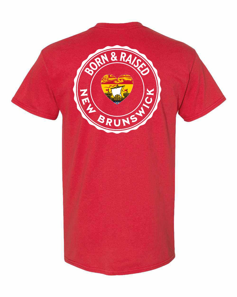 Born and Raised NB Heart Flag Left Chest & Back Men's Tee