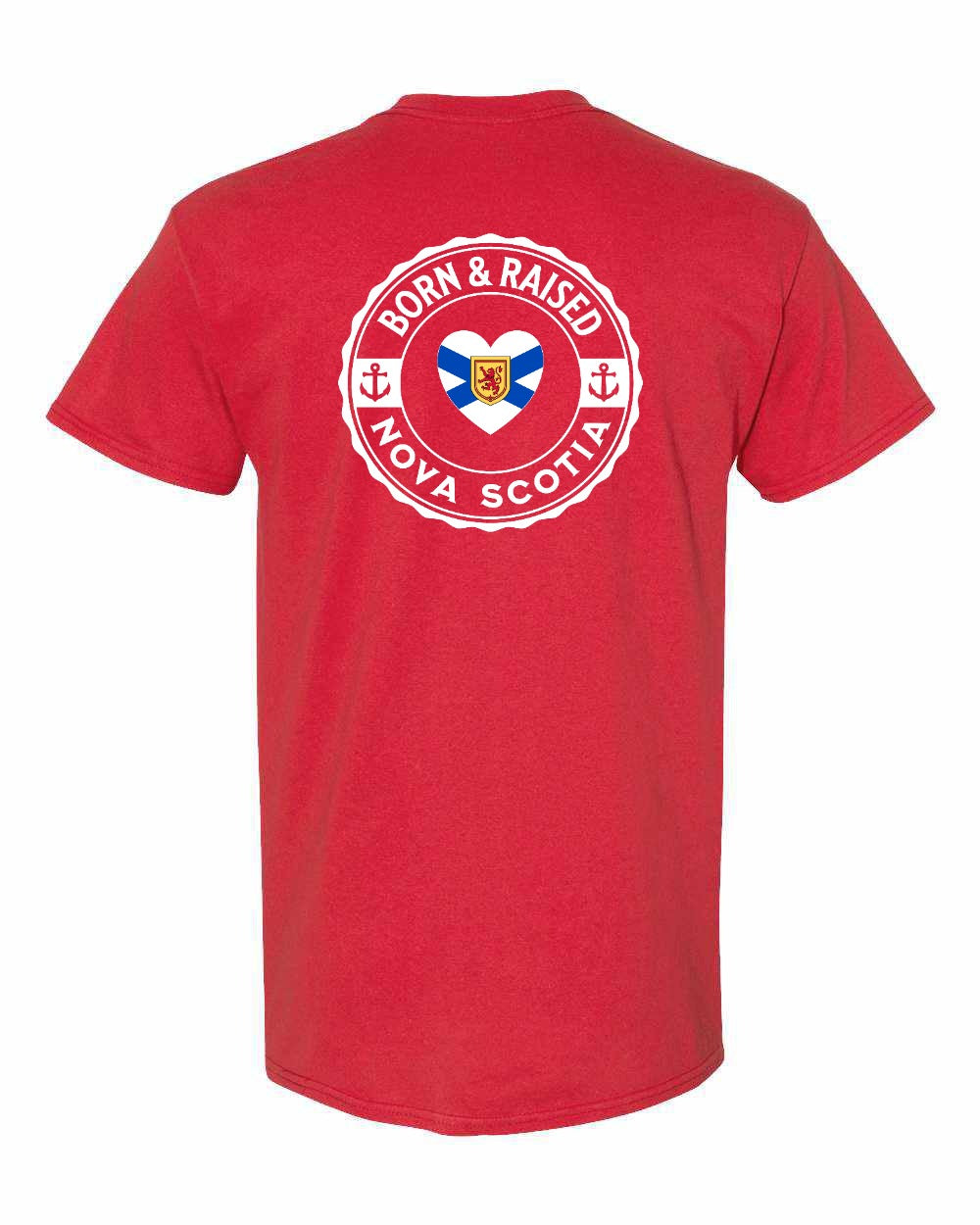 Born and Raised NS Heart Flag Left Chest & Back Men's Tee