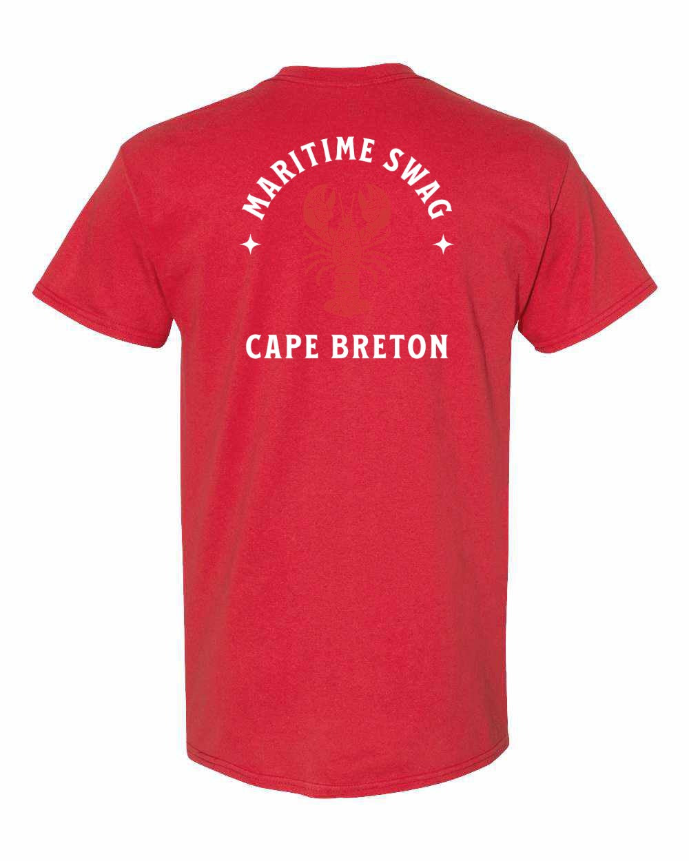 Maritime Swag Cape Breton Mandala Red Lobster Left Chest and Back Men's Tee