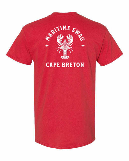 Maritime Swag Cape Breton Mandala white Lobster Left Chest and Back Men's Tee