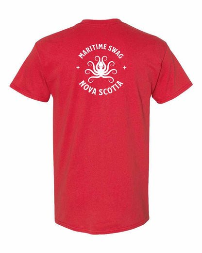 Maritime Swag Nova Scotia Octopus Left Chest and Back mens-tee