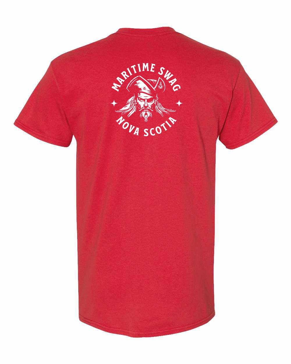 Maritime Swag Nova Scotia Pirate Left Chest and Back mens-tee