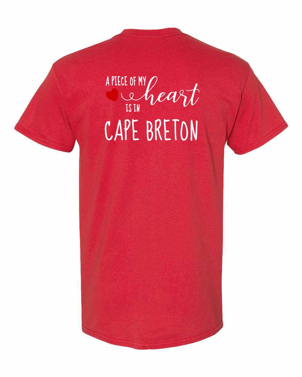 A piece of My heart in Cape Breton (Red Heart) Left Chest and Back Men's Tee