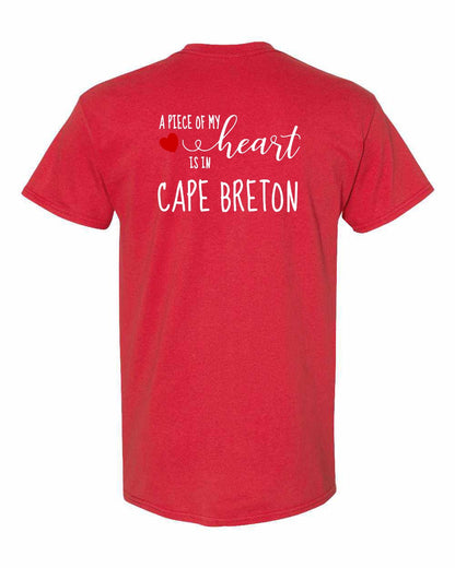 A piece of My heart in Cape Breton (Red Heart) Left Chest and Back Men's Tee