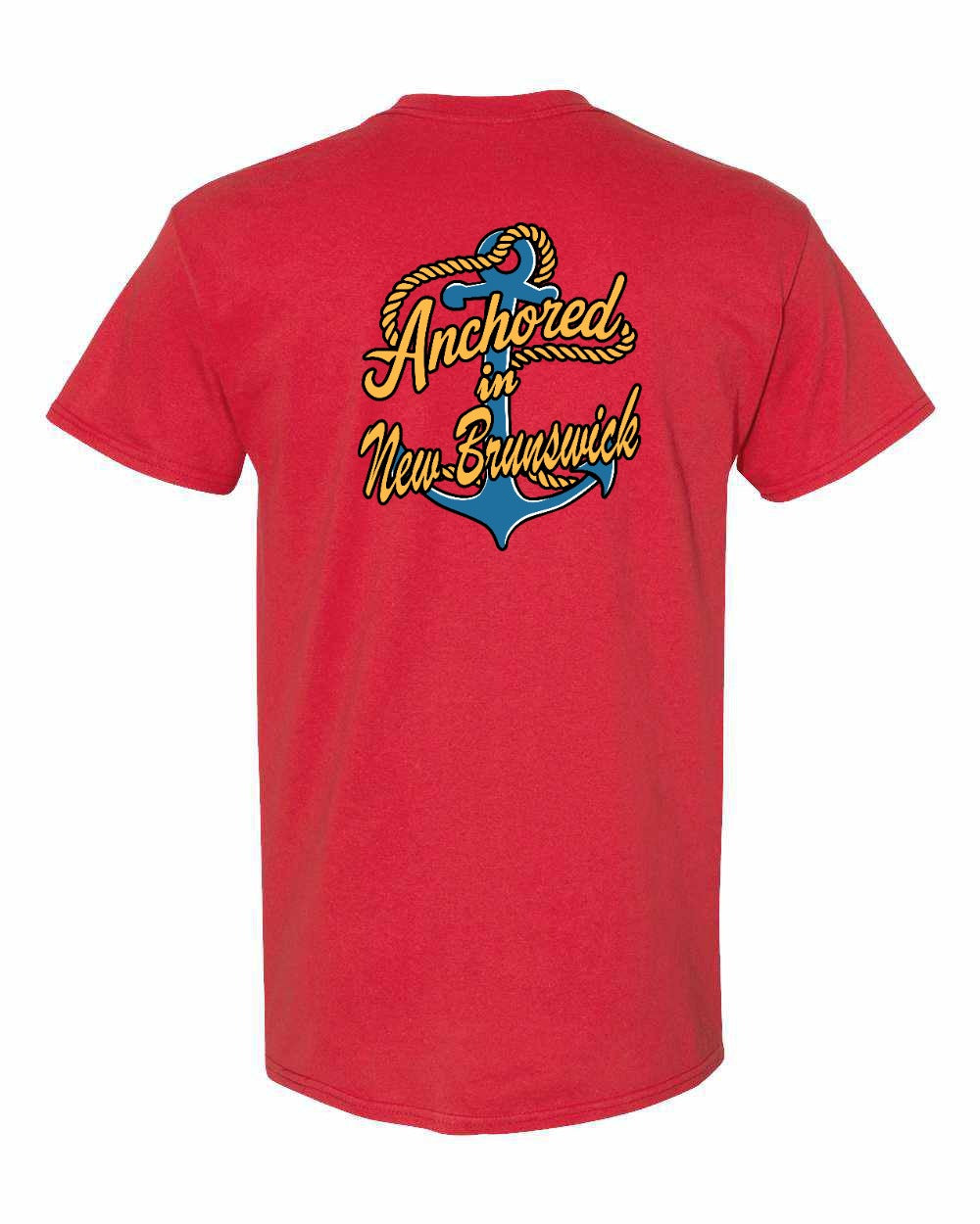 Anchored in New Brunswick Left Chest and Back Men's Tee