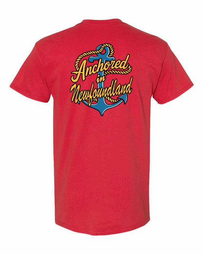 Anchored in Newfoundland (New Design) Left Chest and Back Men's Tee