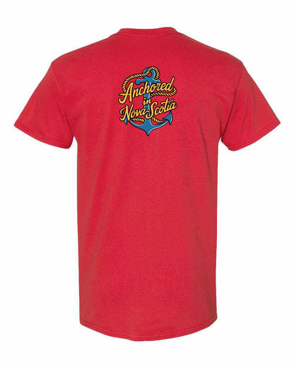Anchored in Nova Scotia (New Design) Left Chest and Back mens-tee