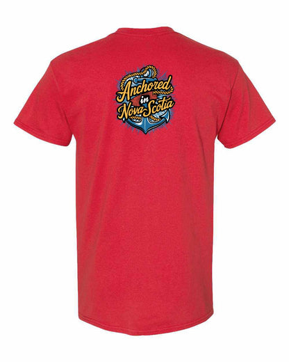 Anchored In Nova Scotia (Old Design) Left Chest and Back mens-tee