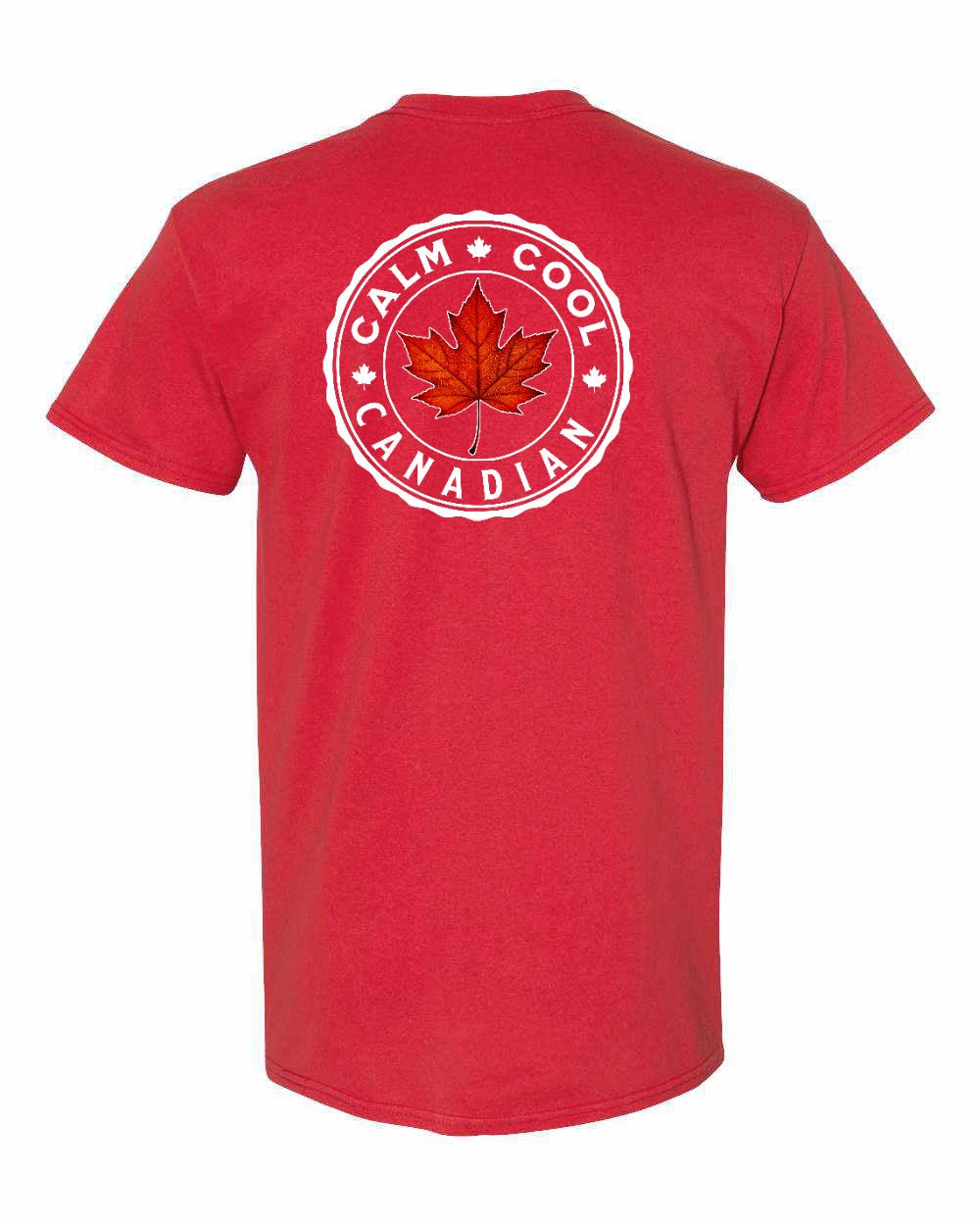 Calm Cool Canadian Leaf Left Chest & Back Men's Tee - Gildan Canada (sewn Internationally)