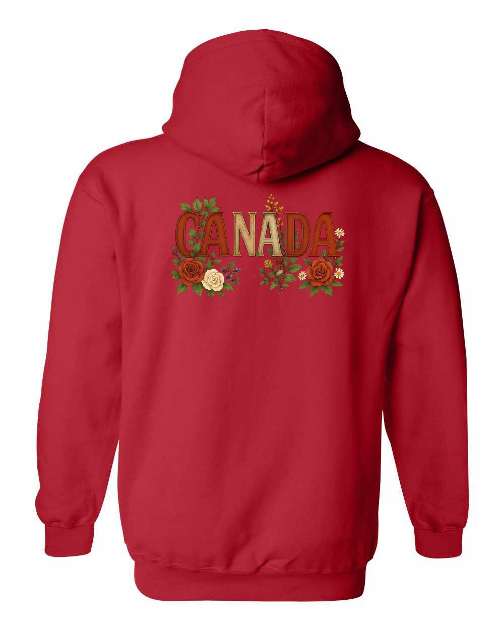 Canada Flowers Left Chest and Back Pullover Hoodie - Gildan Canada (sewn Internationally) - Unisex