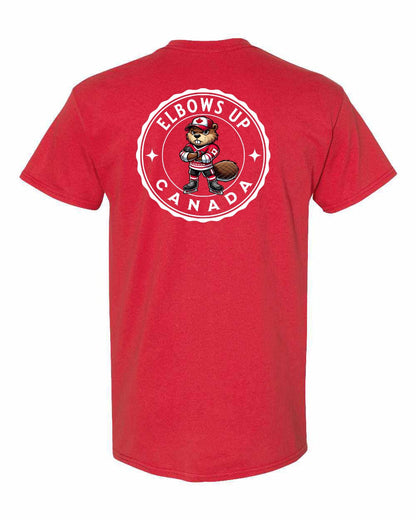 Elbows Up Beaver Left Chest & Back Men's Tee