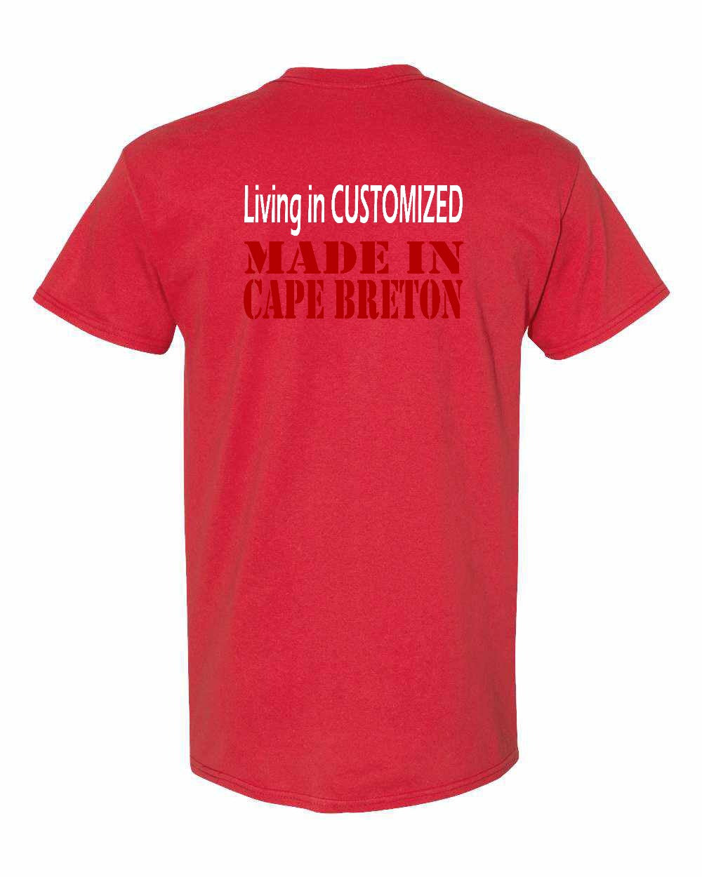 Living in Custom Made in Cape Breton Left Chest and Back Men's Tee