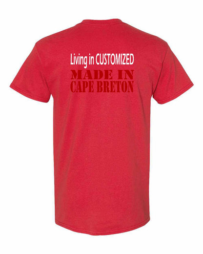 Living in Custom Made in Cape Breton Left Chest and Back Men's Tee