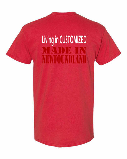 Living in Custom Made in Newfoundland Left Chest and Back Men's Tee