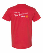 Living the NB Life yellow Left Chest and Back Men's Tee