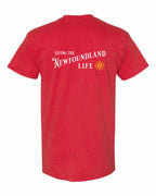 Living the NFLD Life yellow Left Chest and Back Men's Tee
