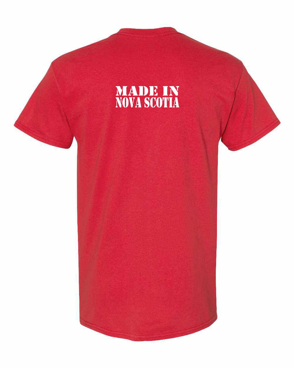 Made In Nova Scotia ( White Lettering) Left Chest and Back mens-tee