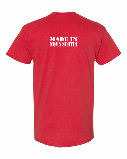 Made In Nova Scotia ( White Lettering) Left Chest and Back mens-tee