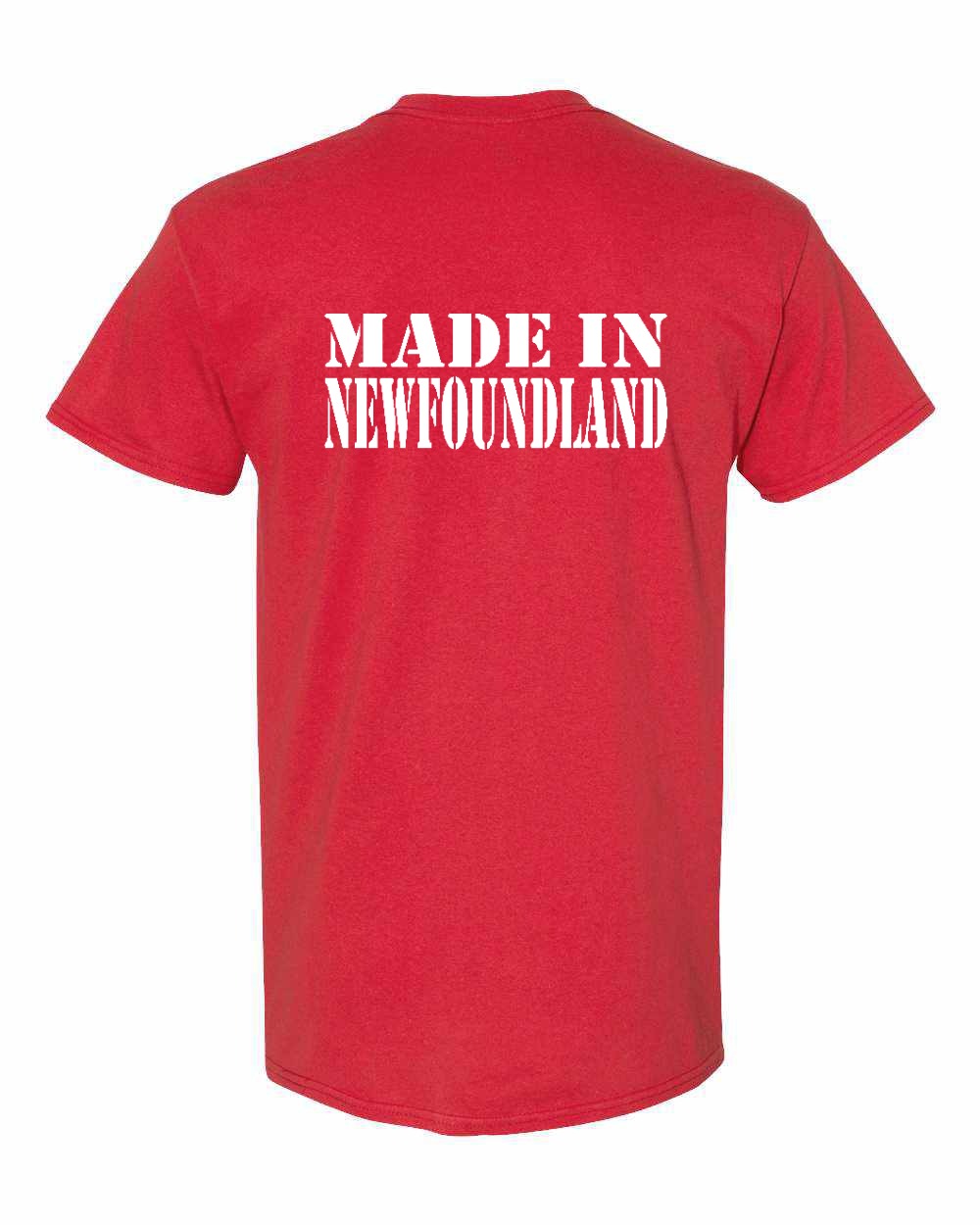 Made In NFLD ( White Lettering) Left Chest and Back Men's Tee
