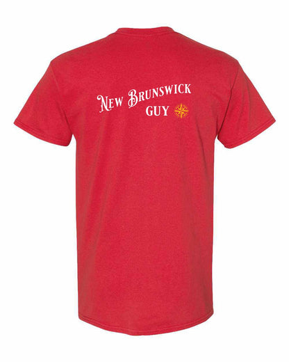 New Brunswick Guy yellow Left Chest and Back Men's Tee