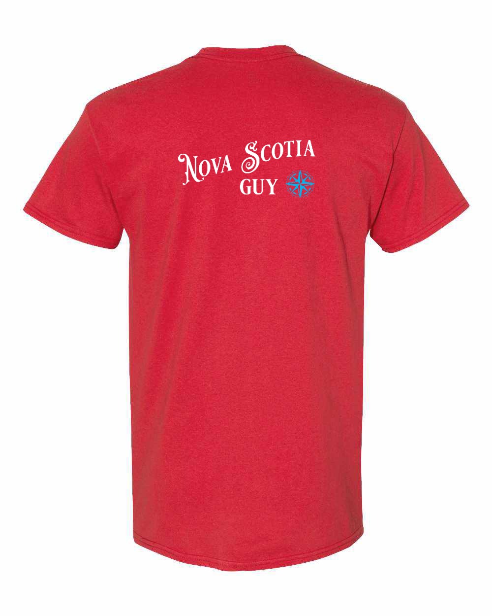 Nova Scotia Guy blue Left Chest and Back mens-tee