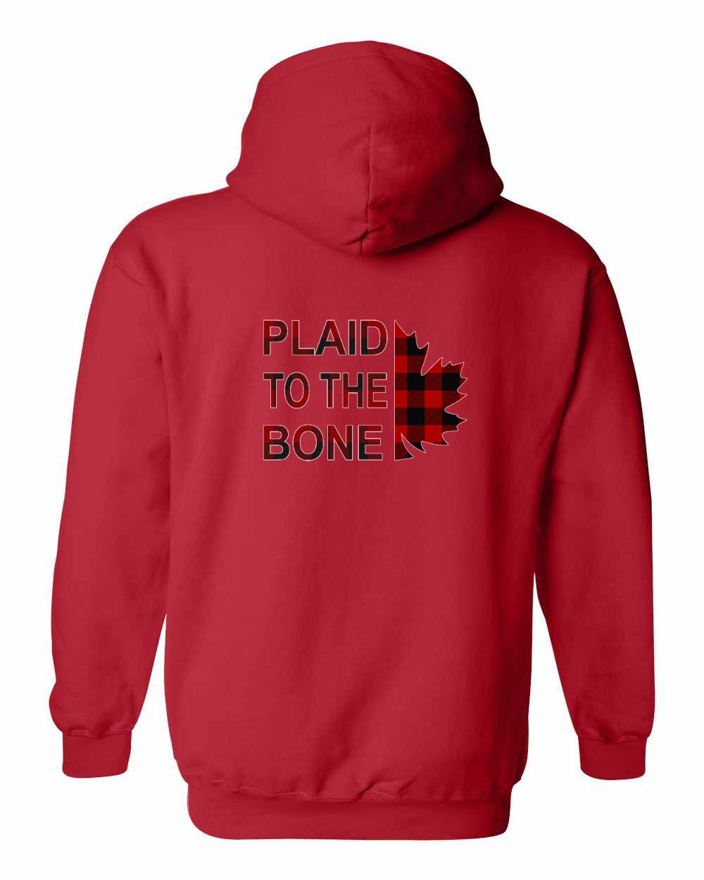 Plaid to the Bone Stacked Leaf Left Chest and Back Pullover Hoodie - Gildan Canada (sewn Internationally) - Unisex
