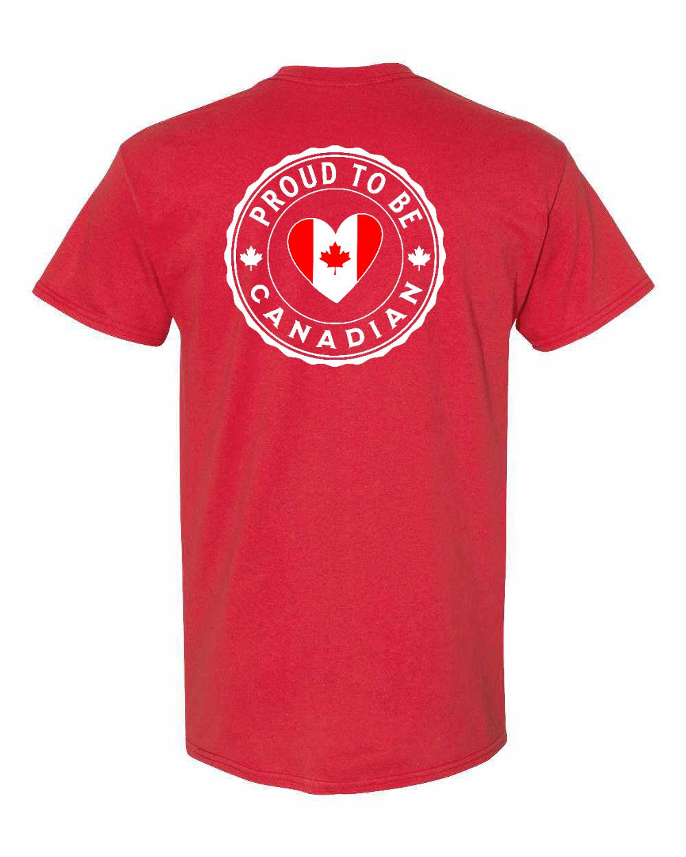 Proud Canadian Heart Flag Left Chest & Back Men's Tee - Gildan Canada (sewn Internationally)