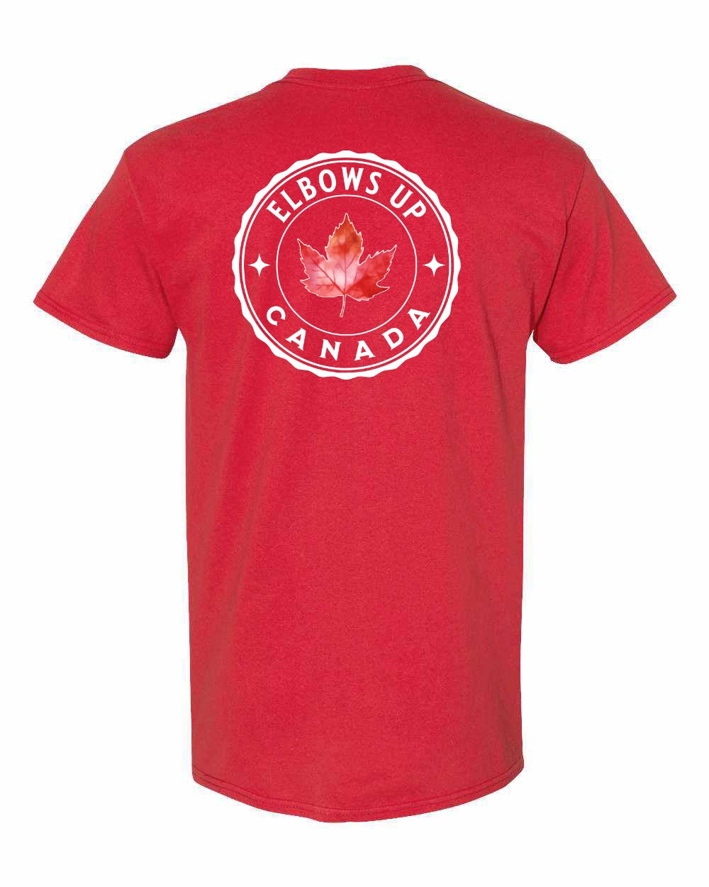 Elbows up Leaf Left Chest & Back Men's Tee - Gildan Canada (sewn Internationally)