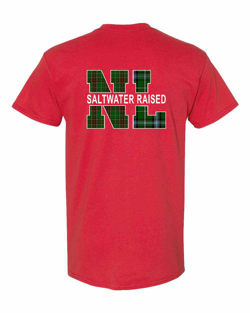 NFLD and Labrador Saltwater Raised Left Chest and Back Men's Tee