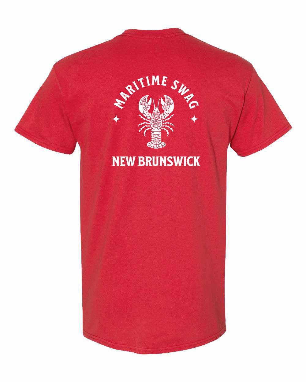 NB Mandala white Lobster Left Chest and Back Men's Tee