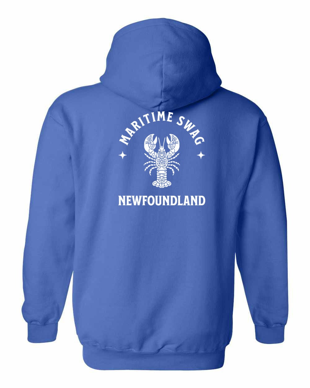 Maritime Swag NFLD Mandala white Lobster Left Chest and Back Pullover Hoodie - Unisex