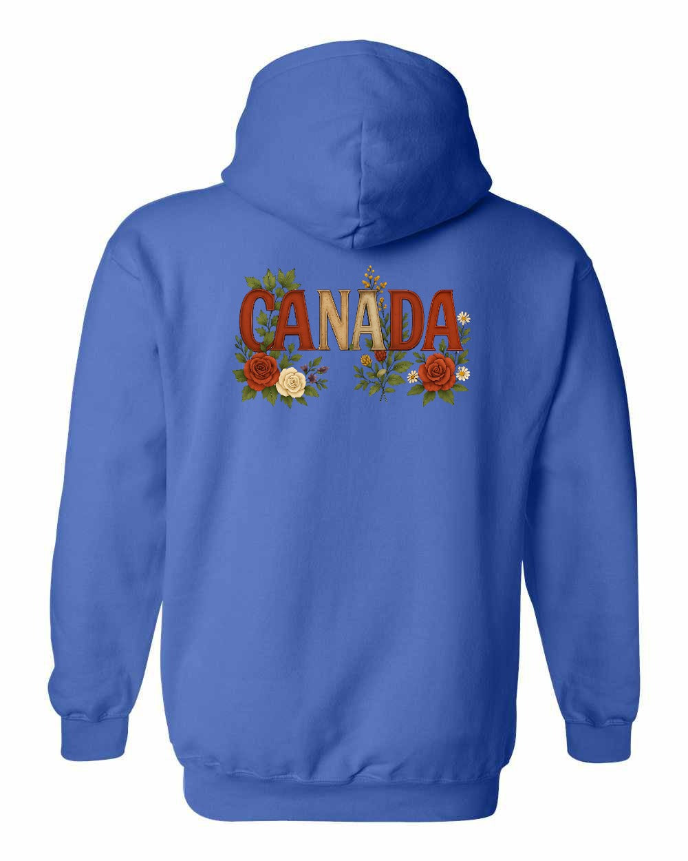 Canada Flowers Left Chest and Back Pullover Hoodie - Gildan Canada (sewn Internationally) - Unisex