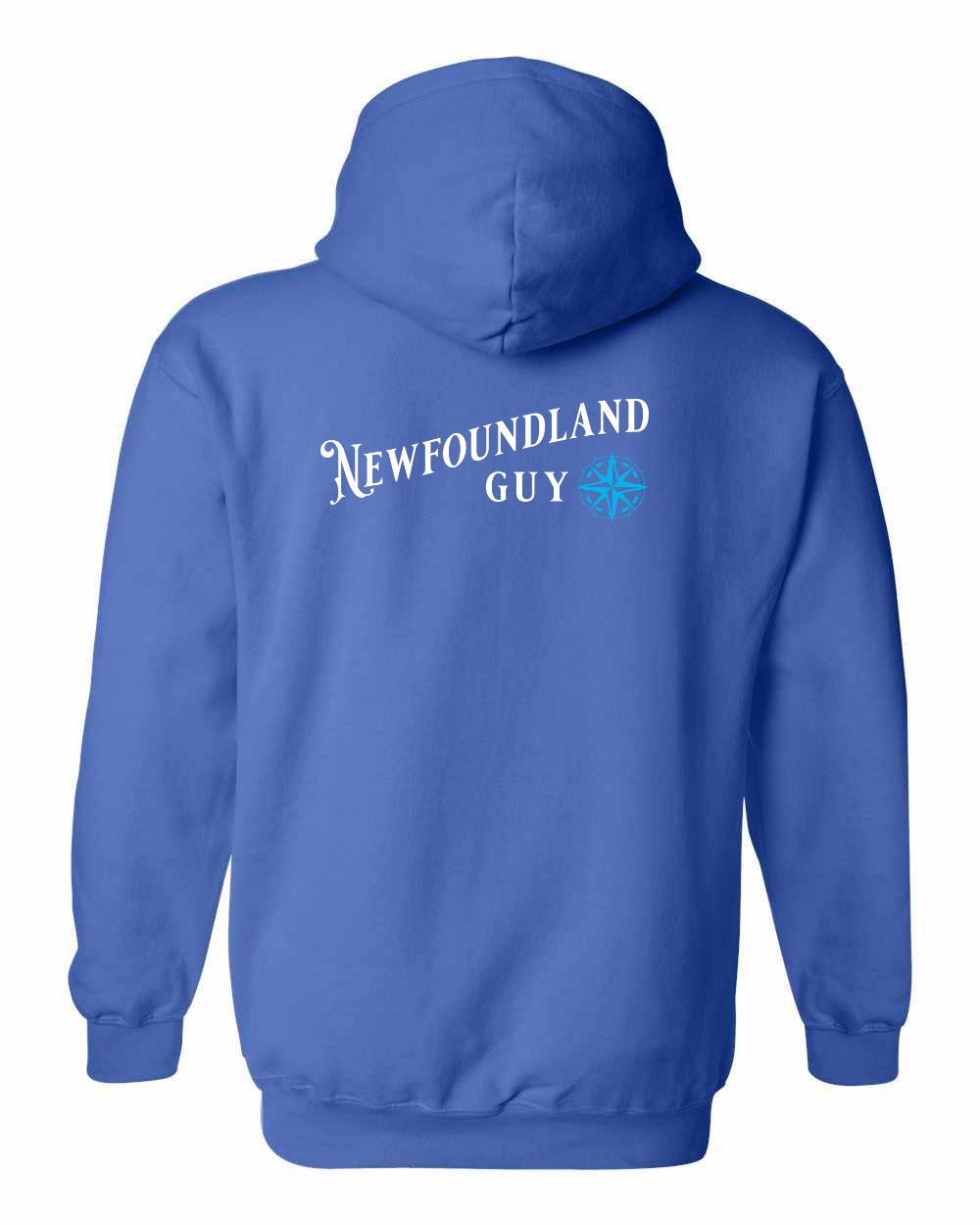 NFLD Guy Blue Left Chest and Back Pullover Hoodie - Unisex