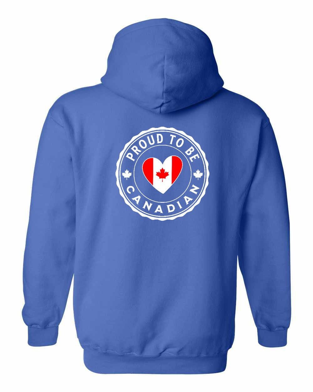 Proud to be Canadian Heart Flag Left Chest and Back Pullover Hoodie - Gildan Canada (sewn Internationally) - Unisex