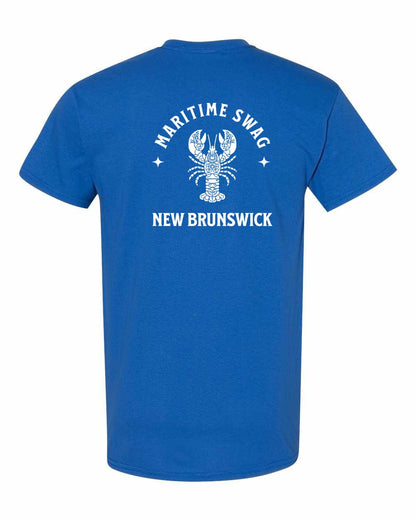 NB New Brunswick Mandala white Lobster Left Chest and Back Men's Tee