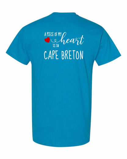 A piece of My heart in Cape Breton (Red Heart) Left Chest and Back Men's Tee