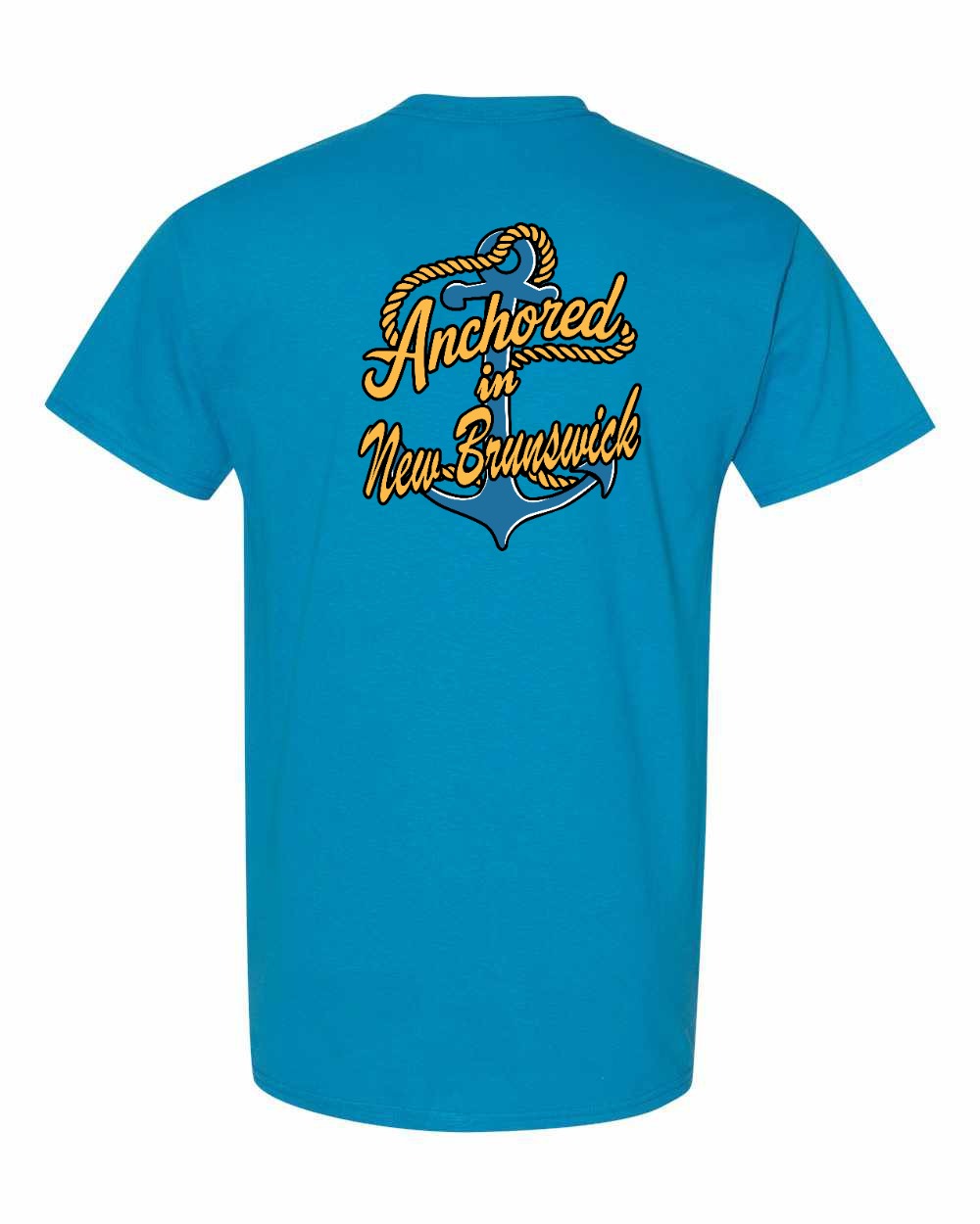 Anchored in New Brunswick Left Chest and Back Men's Tee