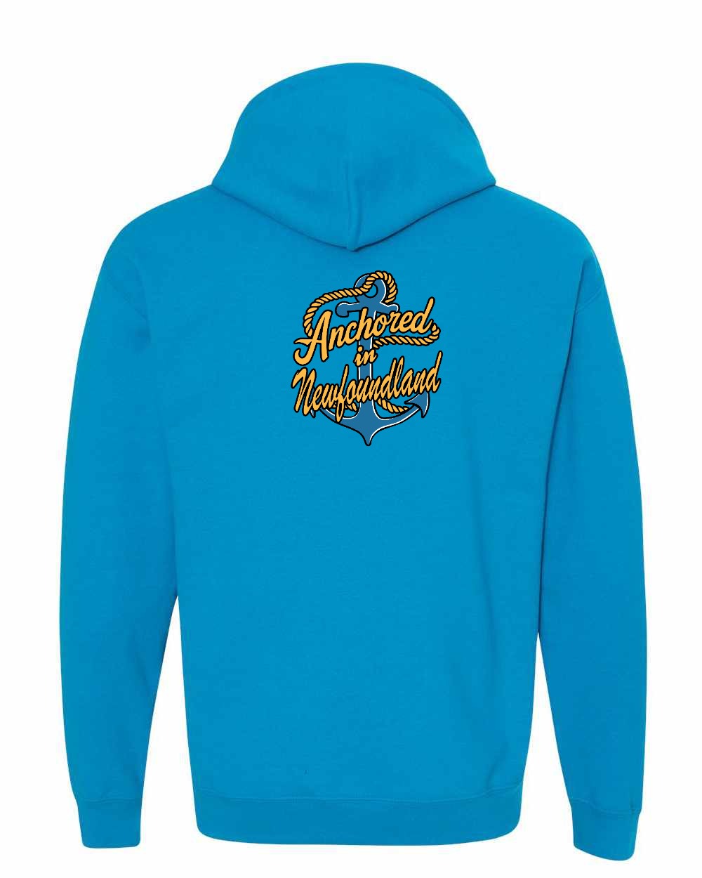 Anchored in NFLD (New Design) Left Chest and Back Pullover Hoodie - Unisex