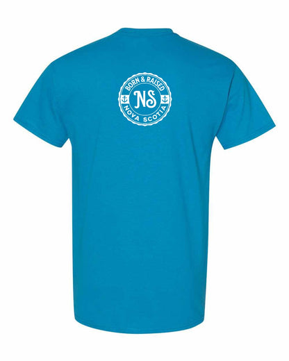 Born & Raised Nova Scotia Left Chest and Back mens-tee